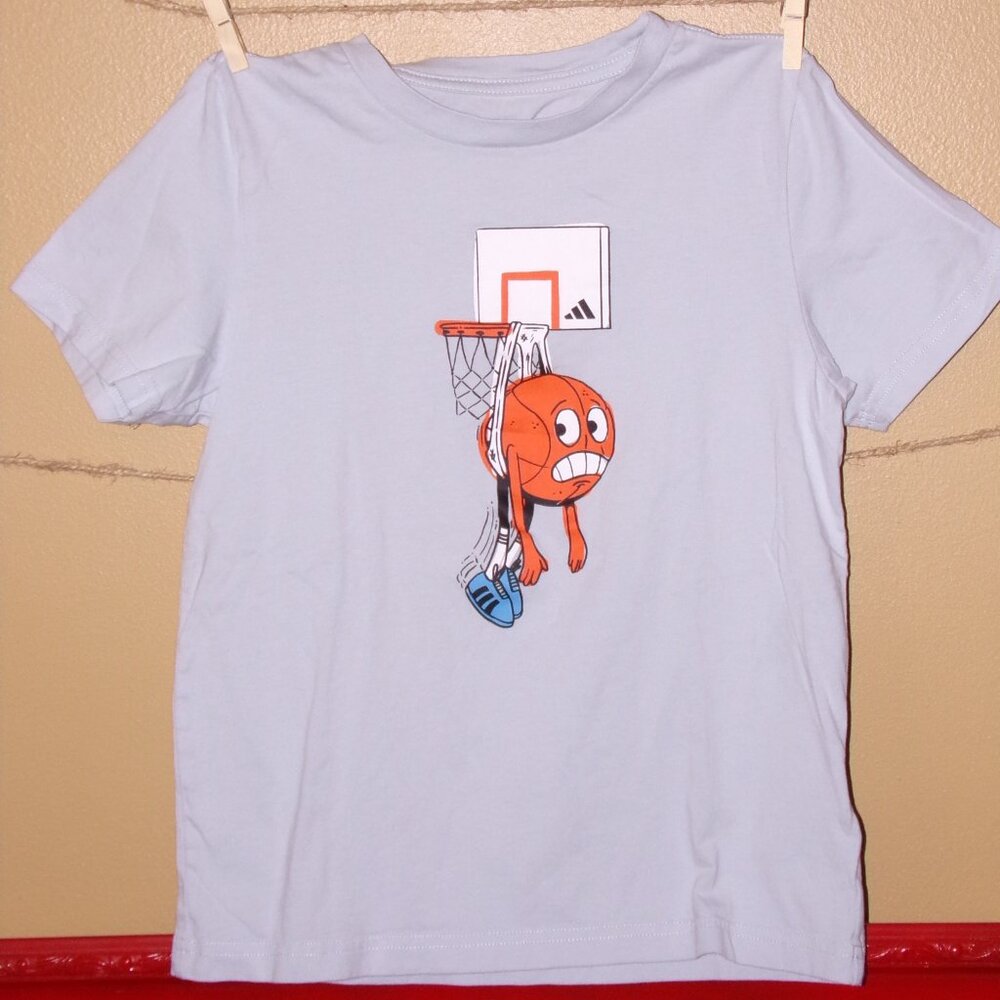 Adidas SS Lil Stripe Tee boys small Halo Blue IR4944